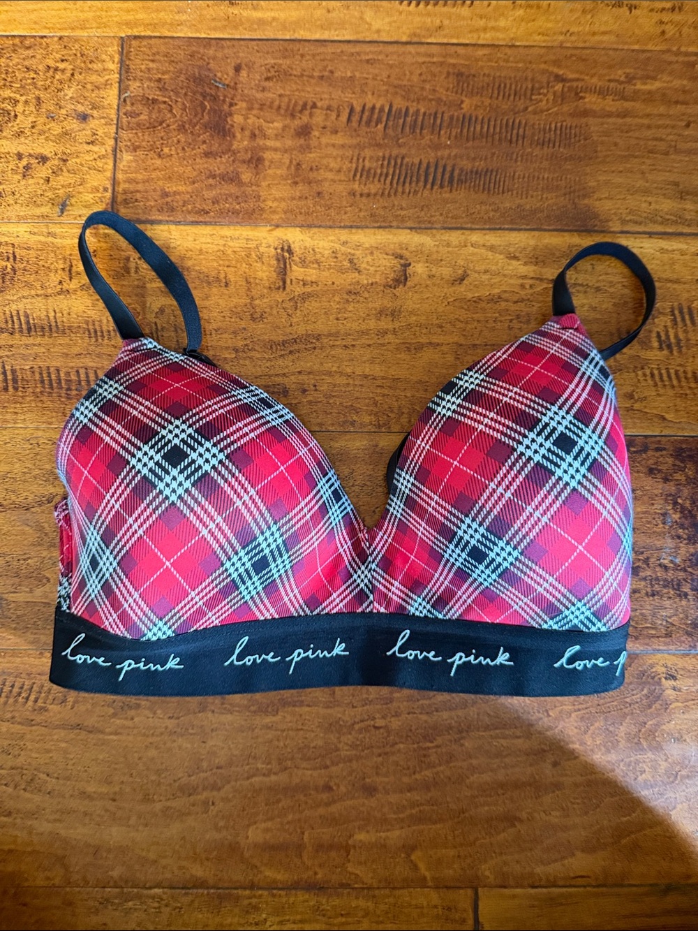 PINK Victoria's Secret Red Plaid Wireless Bralette